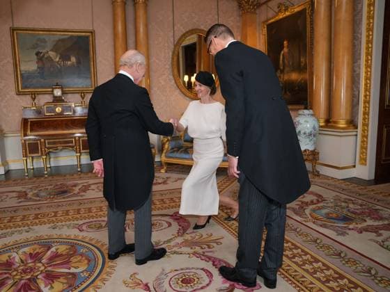 Audience at Buckingham Palace Sven Sakkov, Ambassador of Estonia, accompanied by Marika Flaur, presents his credentials to King Charles III during a private audience at Buckingham Palace, London. Picture date: Thursday November 6, 2025., Credit:Yui Mok Avalon UK, London  Copyright: xYuixMokx xAvalonx 1050801954