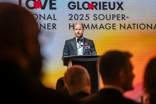 November 6, 2025, Toronto, On, Canada: Prince Harry delivers remarks at the True Patriot Love s National Tribute Dinner in Toronto on Thursday, Nov. 6, 2025. The annual event, organized by the True Patriot Love Foundation, honours Canada s military community and raises funds to support active service members, veterans and their families. Toronto Canada  - ZUMAc35_ 20251106_zaf_c35_198 Copyright: xEduardoxLimax