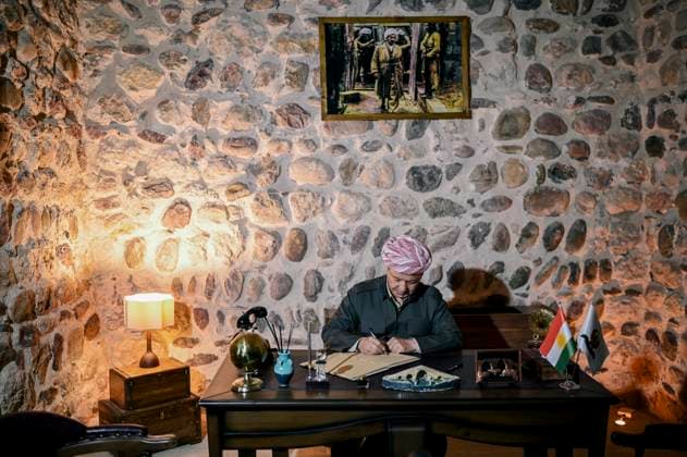 Barzani Visits Historic Zakho Castle Masoud Barzani sits inside an office at Zakho Castle in Zakho, in Iraq™s Kurdistan Region, on October 31, 2025. The visit took place ahead of Iraq™s parliamentary elections scheduled for November 11. Zakho Duhok Iraq Copyright: xMohammedxMajidx