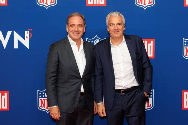 Empfang - BILD NFL TOUCHDOWN BERLIN - Carsten Schmidt und Jörg Wacker beim BILD TOUCHDOWN BERLIN National Football League - Empfang, anlässlich des ersten regulären Saisonspiels der NFL Teams Indianapolis Colts vs. Atlanta Falcons am 07.11.2025 im Axel-Springer-Hochhaus in Berlin. Copyright: xEventpressxKochanx