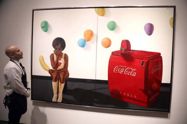 November 7, 2025, New York, New York, USA: A handler seen with Arriving Soon,1973. by artist Barkley L. Hendricks, estimate $9 million - $12 million, during November Marquee Week 2025 during SothebyÃ¢â‚¬â ¢s Opening of the New Global Headquarters at the Breuer. New York USA - ZUMAk03_ 20251107_zaf_k03_053 Copyright: xNancyxKaszermanx