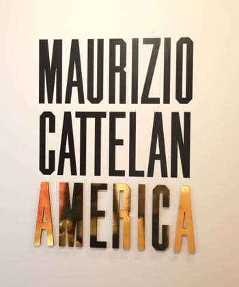 November 7, 2025, New York, New York, USA: Maurizio Cattelan America signage seen on display during November Marquee Week 2025 during SothebyÃ¢â‚¬â ¢s Opening of the New Global Headquarters at the Breuer. New York USA - ZUMAk03_ 20251107_zaf_k03_072 Copyright: xNancyxKaszermanx