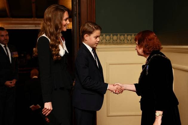 . 08 11 2025. London, United Kingdom. King Charles III, Queen Camilla, Kate Middleton, the Princess of Wales and Prince George at the Royal British Legion Festival of Remembrance at the Royal Albert Hall in London.  xPoolx xi-Imagesx IIM-26363-0010