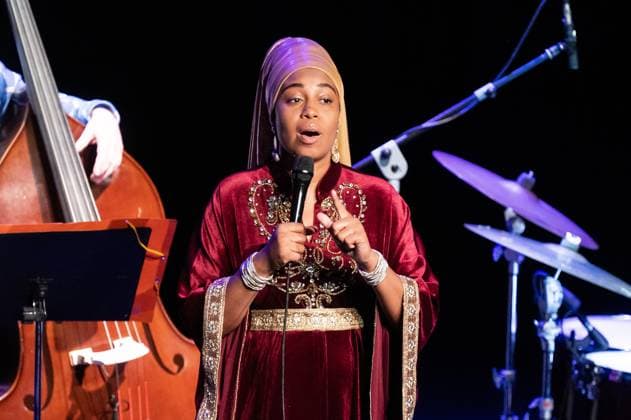 Jazzmeia Horn performs in Madrid, Spain - 08 Nov 2025 American jazz singer Jazzmeia Horn performs during the JAZZMADRID concert at the Fernanda Gómez Theatre in Madrid. Madrid Spain Copyright: xAtilanoxGarciax xSOPAxImagesx FOTO55160