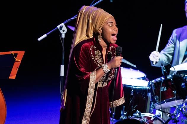 November 8, 2025, Madrid, Spain: American jazz singer Jazzmeia Horn performs during the JAZZMADRID concert at the Fernanda Gomez Theatre in Madrid. Madrid Spain - ZUMAs197 20251108_aaa_s197_112 Copyright: xAtilanoxGarciax