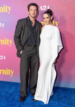 November 8, 2025, Bronx, New York, USA: Miles Teller, Leona Flowers and Keleigh Sperry wearing dress by Bevza attends Eternity premiere at Regal Union Square in New York, NY on November 8, 2025. Bronx USA - ZUMAr339 20251108_znp_r339_039 Copyright: xLevxRadinx