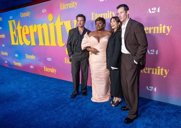 November 8, 2025, Bronx, New York, USA: Miles Teller, Da Vine Joy Randolph, Elizabeth Olsen and Callum Turner attend Eternity premiere at Regal Union Square in New York, NY on November 8, 2025. Bronx USA - ZUMAr339 20251108_znp_r339_070 Copyright: xLevxRadinx