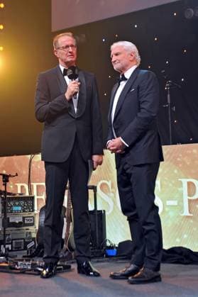 43. Deutscher Sportpresseball 2025. Rudi Völler und Florian König anläßlich des 43. Deutschen Sportpresseballs am 08.11.2025 in der Alten Oper Frankfurt Main. 20251108MWI094768
