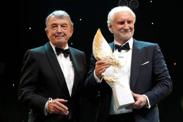 Wolfgang Niersbach und Rudi Voeller beim 43. Deutschen Sportpresseball am 8.11.2025 in der Alten Oper in Frankfurt am Main Deutscher Sportpresseball 2025 in Frankfurt am Main