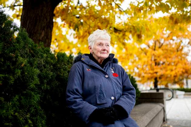 November 9, 2025, Ottawa, On, Canada: National Silver Cross Mother Nancy Payne is pictured at the National War Memorial in Ottawa ahead of Remembrance Day on Sunday, Nov. 9, 2025. Cpl. Randy Joseph Payne, son of Nancy Payne, was killed in the line of duty on April 22, 2006 while serving with the 1st Garrison Military Police Company near Kandahar, Afghanistan. Ottawa Canada - ZUMAc35_ 20251109_zaf_c35_025 Copyright: xSpencerxColbyx