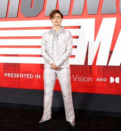 Katy O Brian arrives on the red carpet at Paramount s The Running Man New York Premiere at AMC Lincoln Square Theater on Sunday, November 9, 2025 in New York City.  NYP20251109145 JOHNxANGELILLO