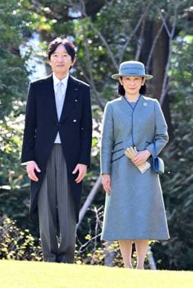Japanese imperial garden party Japanese Crown Prince Fumihito and Crown Princess Kiko attend the autumn imperial garden party at the Akasaka Imperial Gardens in Tokyo on Oct. 28, 2025. (Pool photo)  A14AA0005024034P