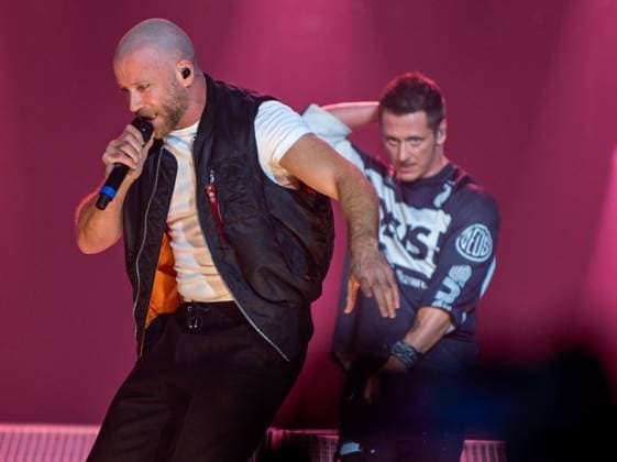 FIVE Perform At Utilita Arena Birmingham, o9-11-2025 Members of 1990 s boyband Five (Scott Robinson, Abz Love, Sean Conlon, Jason J Brown and Ritchie Neville ) perform for the first time in 25 years onstage at Utilita Arena Birmingham, Credit:Jules Annan Avalon  Copyright: xJulesxAnnanx xAvalonx 1051528384