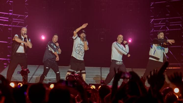 FIVE Perform At Utilita Arena Birmingham, o9-11-2025 Members of 1990 s boyband Five (Scott Robinson, Abz Love, Sean Conlon, Jason J Brown and Ritchie Neville ) perform for the first time in 25 years onstage at Utilita Arena Birmingham, Credit:Jules Annan Avalon  Copyright: xJulesxAnnanx xAvalonx 1051528446
