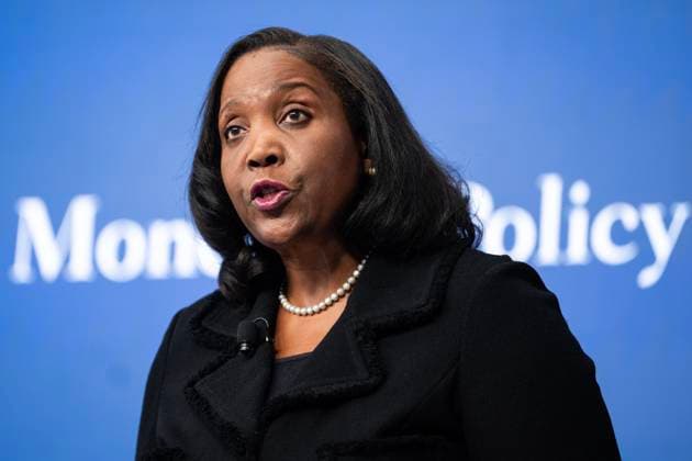 Lisa Cook at Brookings UNITED STATES - NOVEMBER 3: Federal Reserve Board Governor Lisa Cook makes remarks at the Brookings Institution before a discussion titled The Outlook for the Economy and Monetary Policy, on Monday, November 3, 2025. (Tom Williams CQ Roll Call) Washington DC United States EDITORIAL USE ONLY Copyright: x2025xCQ-RollxCall,xInc.x TomxWilliamsx rollcallpix167723