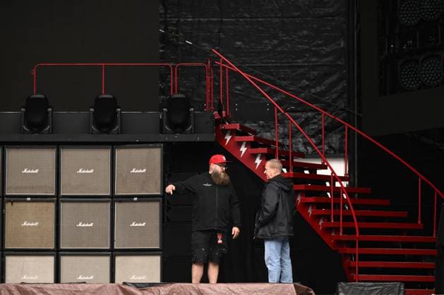ACDC CONCERT STAGING, A general view of staging ahead of a concert by Australian rock band AC DC at the MCG, in Melbourne, Tuesday, November 11, 2025. ( NO ARCHIVING MELBOURNE VICTORIA AUSTRALIA  Copyright: xJOELxCARRETTx 20251111138119613752