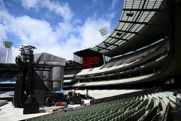 ACDC CONCERT STAGING, A general view of staging ahead of a concert by Australian rock band AC DC at the MCG, in Melbourne, Tuesday, November 11, 2025. ( NO ARCHIVING MELBOURNE VICTORIA AUSTRALIA  Copyright: xJOELxCARRETTx 20251111133478728408