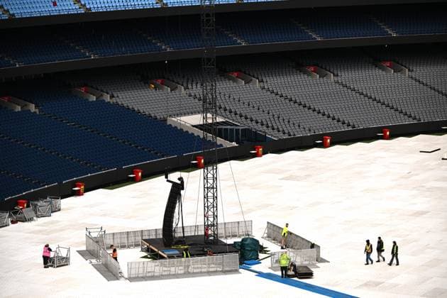 ACDC CONCERT STAGING, A general view of staging ahead of a concert by Australian rock band AC DC at the MCG, in Melbourne, Tuesday, November 11, 2025. ( NO ARCHIVING MELBOURNE VICTORIA AUSTRALIA  Copyright: xJOELxCARRETTx 20251111162824347414