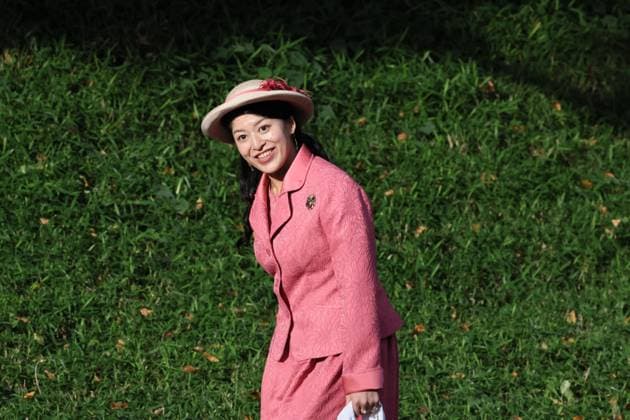 Japanese imperial garden party Japanese Princess Tsuguko attends the autumn imperial garden party at the Akasaka Imperial Gardens in Tokyo on Oct. 28, 2025. (Pool photo)  A14AA0005026592P