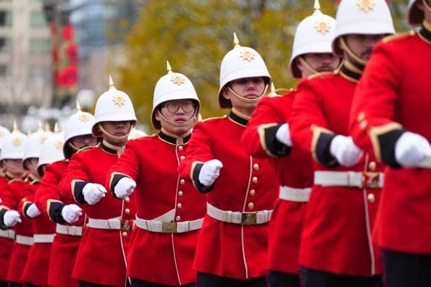 November 11, 2025, Ottawa, On, Canada: Soldiers parade during a Remembrance Day ceremony in Ottawa on Tuesday, Nov. 11, 2025. Ottawa Canada  - ZUMAc35_ 20251111_zaf_c35_006 Copyright: xSeanxKilpatrickx