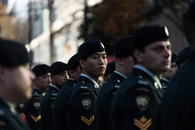 November 11, 2025, Vancouver, British Columbia, Canada: Remembrance Day ceremony at Victory Square in Vancouver, British Columbia Vancouver Canada - ZUMAw171 20251111_znp_w171_001 Copyright: xRyanxWalterxWagnerx