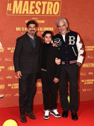 Rome, The Space Moderno cinema, premiere of the film The Maestro. Pictured: Pierfrancesco Favino, Tiziano Menichelli, and Andrea Di Stefano.  Copyright: xMarcoxProvvisionatox xipa-agency.netx xMarcoxProvvisionatox IPA_Agency_IPA67843607