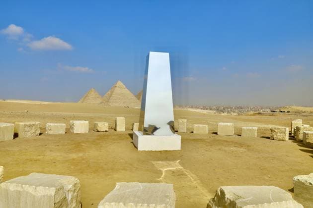 Contemporary Art Exhibition in Giza Pyramids GIZA, EGYPT - NOVEMBER 11: A view from the Forever Is Now contemporary art exhibition held near the Pyramids of Giza in Egypt on November 11, 2025. Featuring artists from different countries, the exhibition will continue to welcome visitors until December 6. Fareed Kotb Anadolu Giza Egypt. Editorial use only. Please get in touch for any other usage.  Copyright: x2025xAnadoluxFareedxKotbx