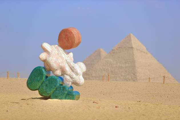 Contemporary Art Exhibition in Giza Pyramids GIZA, EGYPT - NOVEMBER 11: A view from the Forever Is Now contemporary art exhibition held near the Pyramids of Giza in Egypt on November 11, 2025. Featuring artists from different countries, the exhibition will continue to welcome visitors until December 6. Fareed Kotb Anadolu Giza Egypt. Editorial use only. Please get in touch for any other usage.  Copyright: x2025xAnadoluxFareedxKotbx