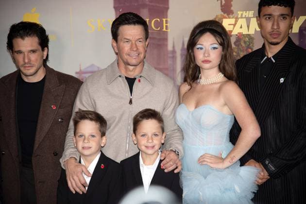 The Family Plan 2 World Premiere Arrivals at Curzon Mayfair, London, UK (L-R) - Kit Harington, Mark Wahlberg, Theodore and Peter Lindsay, Zoe Colletti, Reda Elazouar attends The Family Plan 2 World Premiere at Curzon Mayfair, London, England, UK on Tuesday 11 November, 2025., Credit:Justin Ng Avalon UK, England, London, Curzon Mayfair Copyright: xJustinxNgx xAvalonx 1051890747