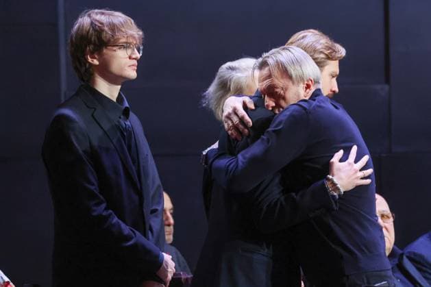 12.11.2025. Russia. Moscow. Actor Alexander Yatsko at the farewell ceremony with People s Artist of Russia Vladimir Simonov at the Evgeny Vakhtangov Theater. Alexey Belkin NEWS.ru BelkinxAlexey