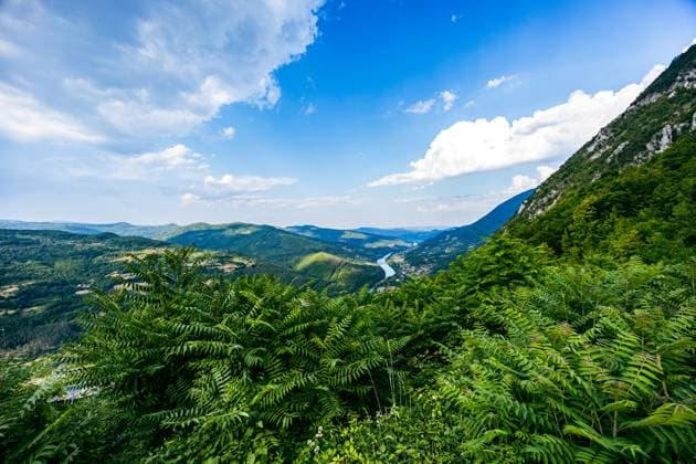 Green landscape with clouds and view of tara river Mokra Gora, Zlatibor District, Serbia R_YACG25111098-1895223-01