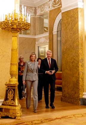 12-11-2025 Noordeinde Queen Maxima with Dick Benschop at the launch of the Financially Healthy Netherlands Foundation (SFGN), the merger of the SchuldenlabNL foundation and the National Coalition, at palace Noordeinde in The Hague. Â  Copyright: xPPEx