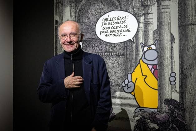 Exhibition of Philippe Geluck - Paris AJ Portrait of Philippe Geluck during the opening of the exhibition (vernissage) of Philippe Geluck, author of the comic book (Bande dessinee, BD, Livre) strip Le Chat at the Maillol Museum in Paris, France on November 12, 2025. Photo by Alexis Jumeau ABACAPRESS.COM Paris France  Copyright: xJumeauxAlexis ABACAx