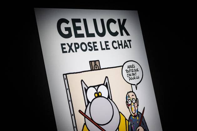 Exhibition of Philippe Geluck - Paris AJ This photo is an illustration that serves as the poster for the exhibition during the opening of the exhibition (vernissage) of Philippe Geluck, author of the comic book (Bande dessinee, BD, Livre) strip Le Chat at the Maillol Museum in Paris, France on November 12, 2025. Photo by Alexis Jumeau ABACAPRESS.COM Paris France  Copyright: xJumeauxAlexis ABACAx
