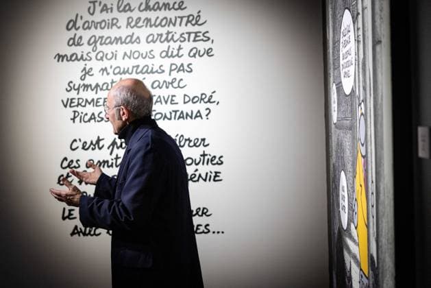 Exhibition of Philippe Geluck - Paris AJ Portrait of Philippe Geluck during the opening of the exhibition (vernissage) of Philippe Geluck, author of the comic book (Bande dessinee, BD, Livre) strip Le Chat at the Maillol Museum in Paris, France on November 12, 2025. Photo by Alexis Jumeau ABACAPRESS.COM Paris France  Copyright: xJumeauxAlexis ABACAx