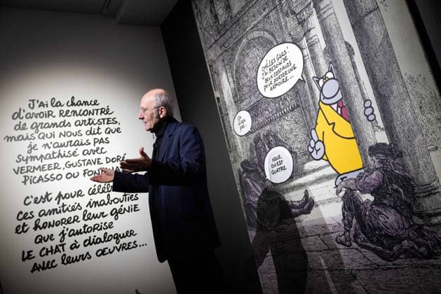 Exhibition of Philippe Geluck - Paris AJ Portrait of Philippe Geluck during the opening of the exhibition (vernissage) of Philippe Geluck, author of the comic book (Bande dessinee, BD, Livre) strip Le Chat at the Maillol Museum in Paris, France on November 12, 2025. Photo by Alexis Jumeau ABACAPRESS.COM Paris France  Copyright: xJumeauxAlexis ABACAx