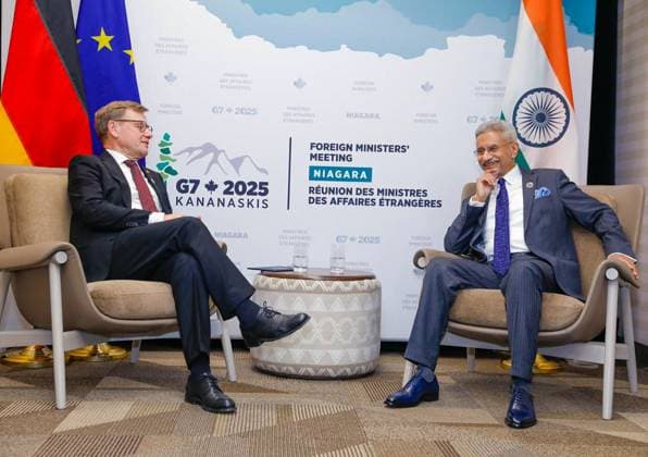 RECORD DATE NOT STATED External Affairs Minister S. Jaishankar meets German Foreign Minister Johann Wadephul for the G7 Foreign Ministers meet Niagara Region, Nov 12 (ANI): External Affairs Minister S. Jaishankar meets German Foreign Minister Johann Wadephul for the G7 Foreign Ministers meet, on Wednesday. (@DrSJaishankar ANI Photo) Niagara region Ontario Canada Copyright: xANIx ANI_20251112047