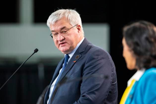 November 12, 2025, Niagara-On-The-Lake, On, Canada: Minister of Foreign Affairs of Ukraine Andrii Sybiha delivers remarks with Foreign Affairs Minister Anita Anand during the G7 Foreign Ministers Meeting in Niagara-on-the-Lake on Wednesday, Nov. 12, 2025. Niagara-On-The-Lake Canada  - ZUMAc35_ 20251112_zaf_c35_014 Copyright: xNickxIwanyshynx