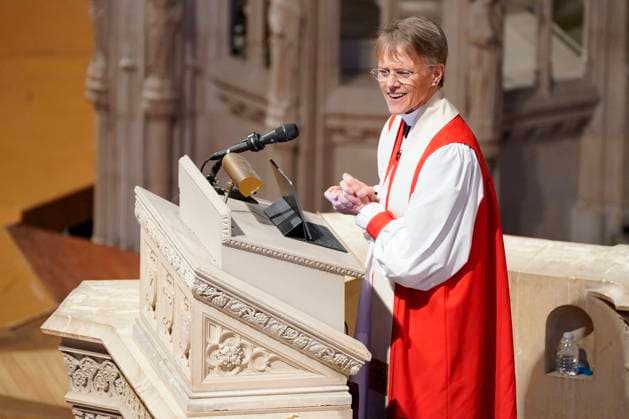 The Right Reverend Mariann Edgar Budde delivers a tribute to Dr. Jane Goodall, DBE during a celebration and thanksgiving for life event at the Washington National Cathedral on Wednesday, November 12, 2025 in Washington DC.  WAP20251112928 LeighxVogel