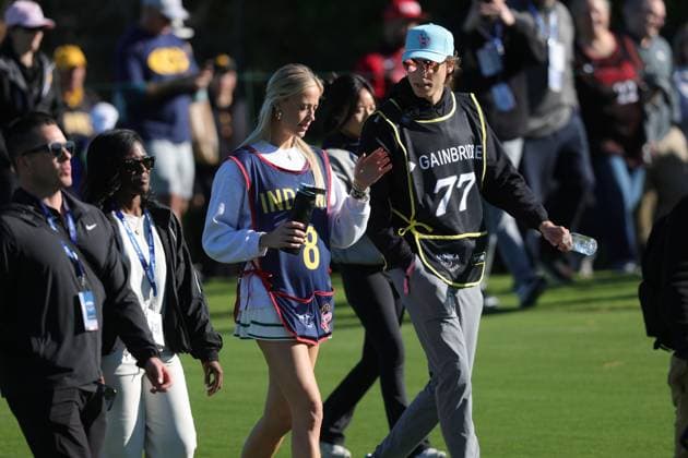 BELLEAIR, FL - NOVEMBER 12: Sophie Cunningham and Carson Hocevar at the Pro Am for The Annika driven by Gainbridge at Pelican on November 12, 2025 at the Pelican Golf Club in Belleair, Florida. Copyright: xmpi34x