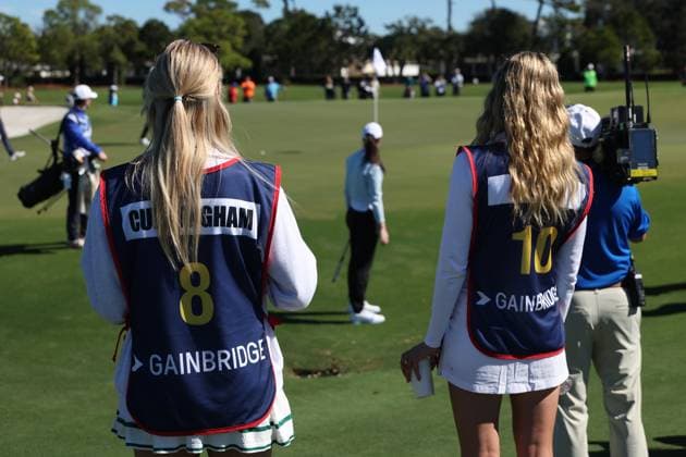 BELLEAIR, FL - NOVEMBER 12: Lexie Hull, Sophie Cunningham and Caitlin Clark at the Pro Am for The Annika driven by Gainbridge at Pelican on November 12, 2025 at the Pelican Golf Club in Belleair, Florida. Copyright: xmpi34x