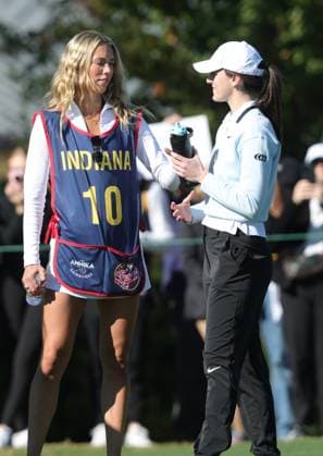 BELLEAIR, FL - NOVEMBER 12: Sophie Cunningham and Caitlin Clark at the Pro Am for The Annika driven by Gainbridge at Pelican on November 12, 2025 at the Pelican Golf Club in Belleair, Florida. Copyright: xmpi34x