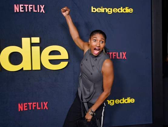 Angel McCoughtry attends the premiere of Netflix s biographical documentary Being Eddie at the Tudum Theater Los Angeles on Wednesday, November 12, 2025. Storyline: Follows a comprehensive look at Eddie Murphy s life and career.  LAP2025111224 JIMxRUYMEN