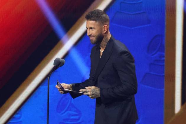 Spanish footballer Sergio Ramos speaks at the Latin Grammy Awards ceremony in Las Vegas, United States, 13 November 2025. Latin Grammy Awards Ceremony 2025 in Las Vegas !ACHTUNG: NUR REDAKTIONELLE NUTZUNG!  Copyright: xOctavioxGuzmánx AME8921 20251114-55018531488_1
