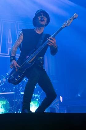 Volbeat Perform at OVO Arena Wembley, London Bassist Kaspar Boye Larsen of Danish rock metal band Volbeat performs at OVO Arena Wembley, London, England, UK on Thursday 13 November 2025., Credit:Justin Ng Avalon UK, England, London, OVO Arena Wembley  Copyright: xJustinxNgx xAvalonx 1052296858