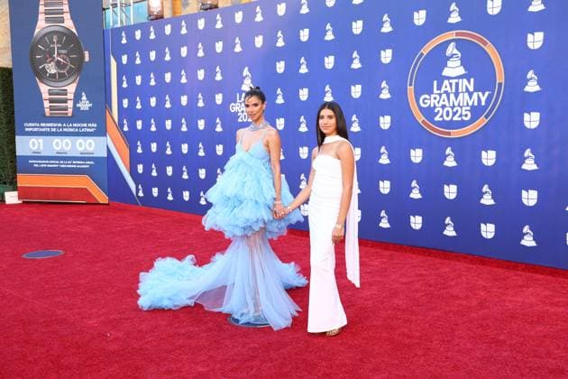 (L-R) Roselyn Sanchez and Sebella Rose Winter arrive for the 26th annual Latin Grammy Awards at the MGM Garden Arena in Las Vegas, Nevada on Thursday, November 13, 2025.  LAV20251113036 JAMESxATOA