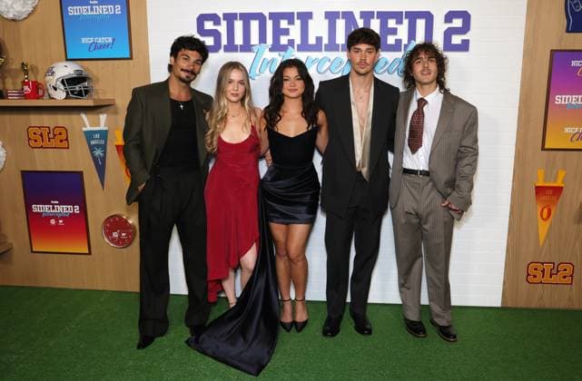 13 November 2025 - Los Angeles, California - Drew Ray Tanner, Roan Curtis, Siena Agudong, Noah Beck, Charlie Gillespie. Los Angeles premiere of Tubis YA Original Film SIDELINED 2: INTERCEPTED held at Pacific Design Center. Los Angeles USA - ZUMAa123 20251113_zaa_a123_042 Copyright: xADx