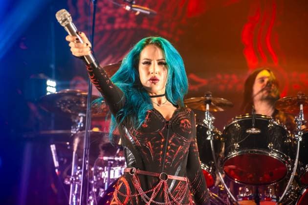 Arch Enemy live in Copenhagen, Denmark Copenhagen, Denmark. 13th, November 2025. The Swedish melodic death metal band Arch Enemy performs a live concert at Poolen in Copenhagen. Here vocalist Alissa White-Gluz is seen live on stage. Denmark, Copenhagen  Copyright: xGonzalesxPhoto NikolajxBransholmx