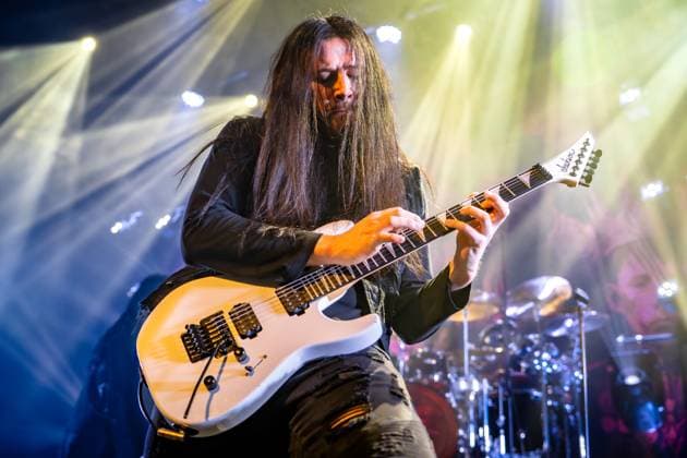 Arch Enemy live in Copenhagen, Denmark Copenhagen, Denmark. 13th, November 2025. The Swedish melodic death metal band Arch Enemy performs a live concert at Poolen in Copenhagen. Here guitarist Joey Concepcion is seen live on stage. Denmark, Copenhagen  Copyright: xGonzalesxPhoto NikolajxBransholmx