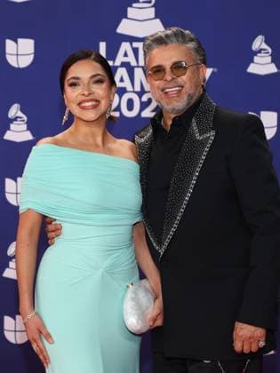 Luis Enrique (R) arrives for the 26th annual Latin Grammy Awards at the MGM Garden Arena in Las Vegas, Nevada on Thursday, November 13, 2025.  LAV20251113163 JAMESxATOA